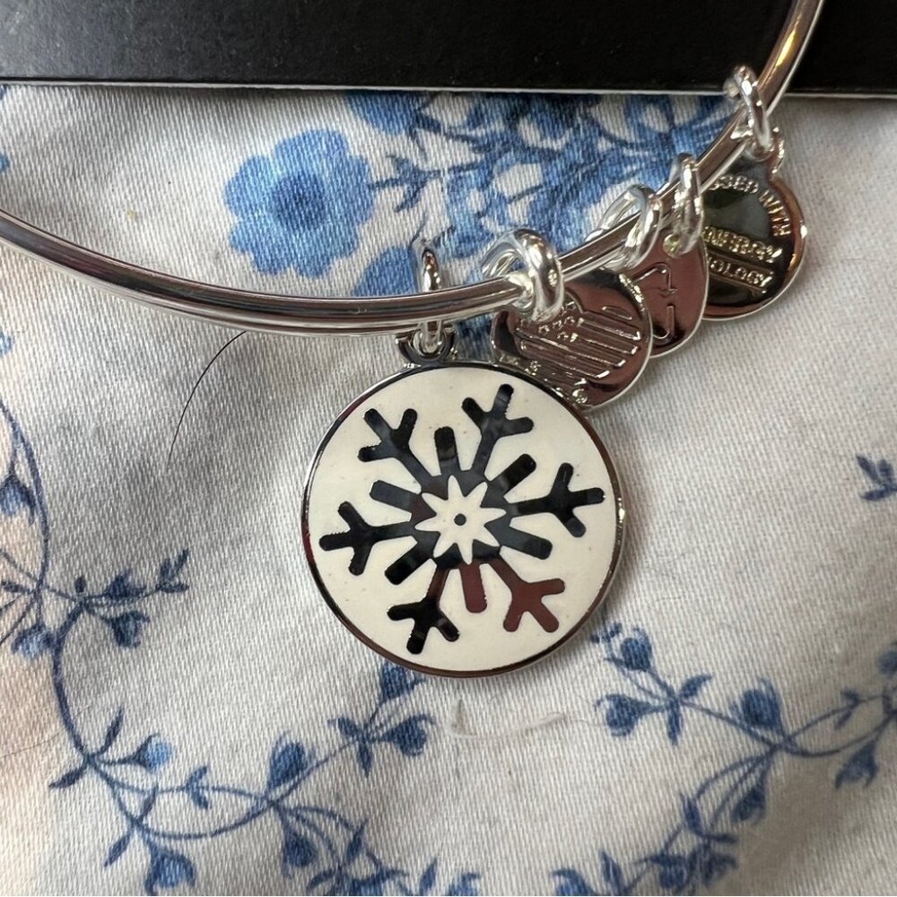 Alex and Ani | NWT Snowflake Charm Bangle Bracelet – Silver Tone - Picture 2 of 3